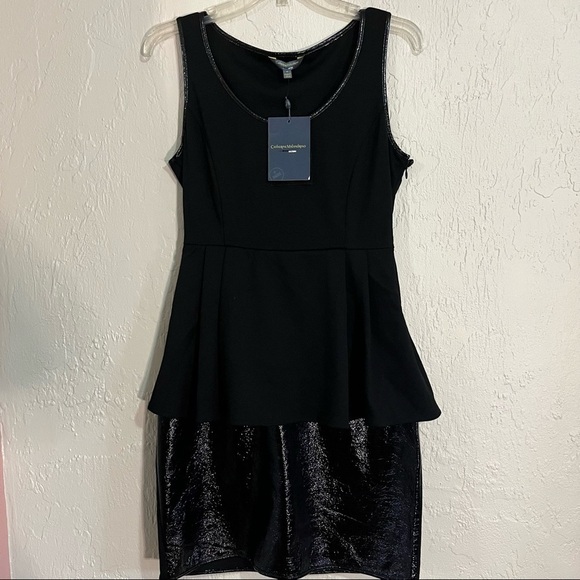 nwt Catherine Malandrino Faux Leather Peplum Dress Size 6 - Picture 3 of 9